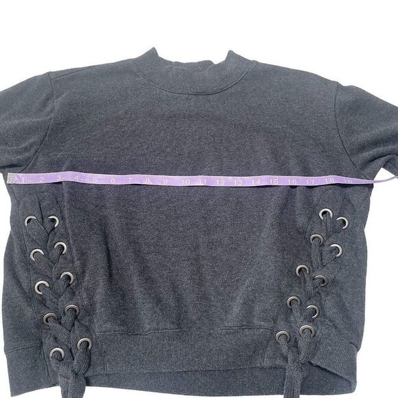 Free Generation Los Angeles Gray lace up tie high neck sweater size medium - Picture 4 of 10